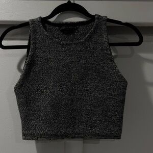 Alice and Olivia 100% wool grey cropped high neck tank top